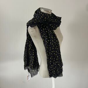 NWT Beck Sondergaard Blue Yellow Floral Cottoon Scarf OS Preppy Casual